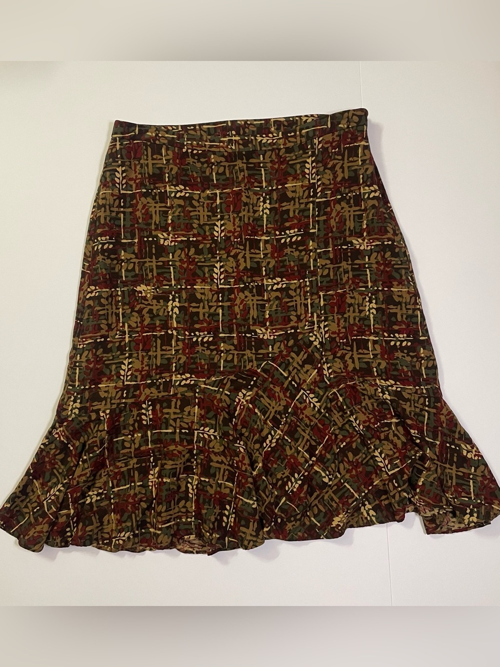 Ann Taylor LOFT Autumn Woodland Themed Geometric Print Pencil Skirt size 10
